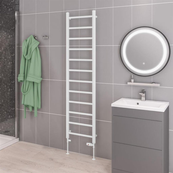 Eastbrook Tuscan Multirail Vertical Straight Heated Towel Rail - Gloss White