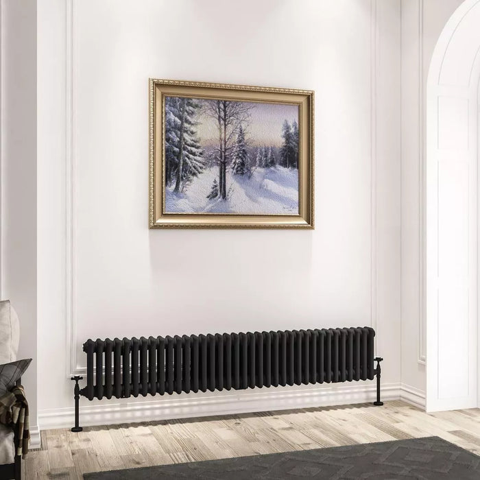 Eastbrook Imperia Horizontal 3 Column Radiator - Matt Black