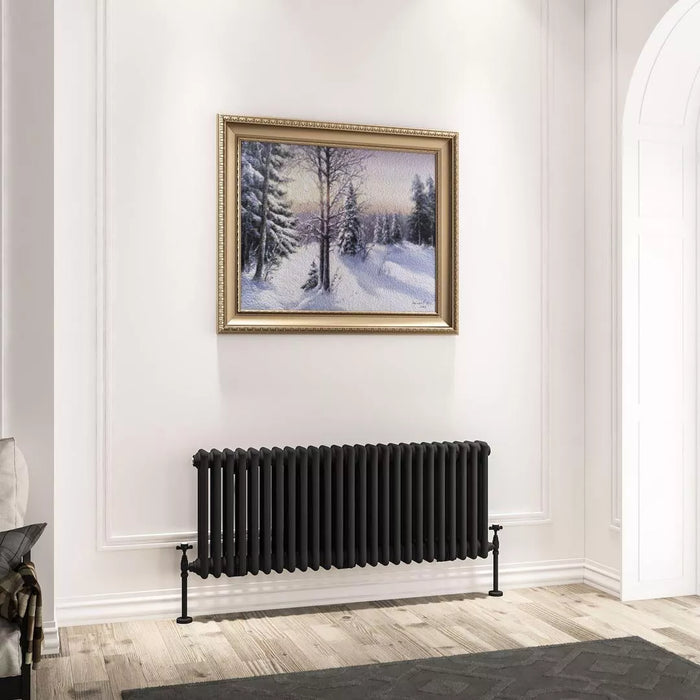 Eastbrook Imperia Horizontal 3 Column Radiator - Matt Black
