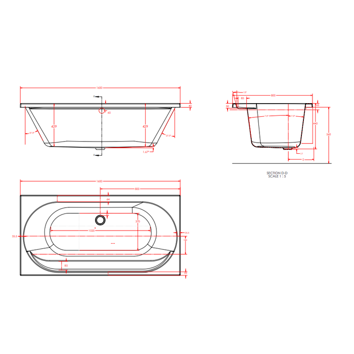 Eastbrook Biscay Reef Double Ended Bath - White