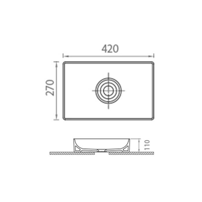 Scudo Stance Rectangular Countertop Basin