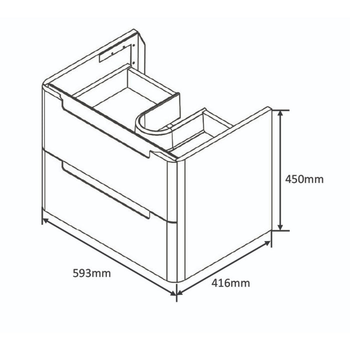 Tailored Monza 2 Drawer Wall Hung Vanity Unit with Basin