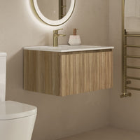 Tailored Flauto 1 Drawer Fluted Wall Hung Vanity Unit with Matt White Basin