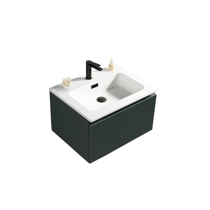 Tailored Flauto 1 Drawer Fluted Wall Hung Vanity Unit with Matt White Basin