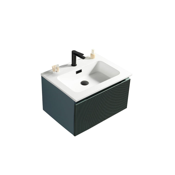 Tailored Flauto 1 Drawer Fluted Wall Hung Vanity Unit with Matt White Basin