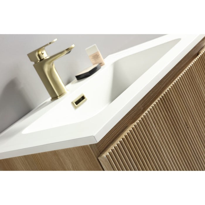 Tailored Flauto 1 Drawer Fluted Wall Hung Vanity Unit with Matt White Basin
