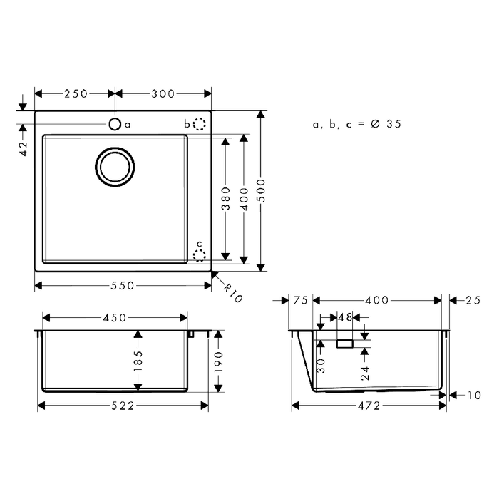 Hansgrohe S71 Kitchen Sink - Stainless Steel