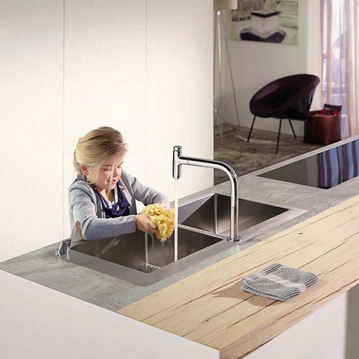 Hansgrohe S71 Double Bowl Kitchen Sink - 865x500mm - Stainless Steel