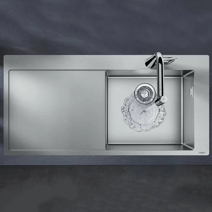 Hansgrohe S71 Kitchen Sink with Draining Board - Stainless Steel