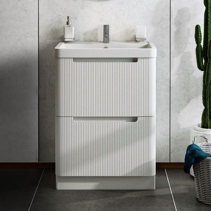 Tailored Monza 600mm 2 Drawer Fluted Floorstanding Vanity Unit with Basin