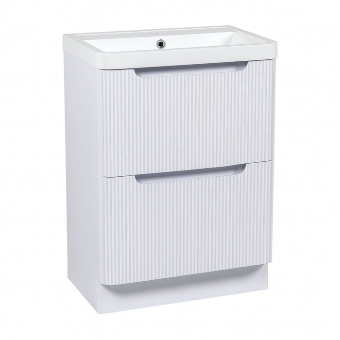 Tailored Monza 600mm 2 Drawer Fluted Floorstanding Vanity Unit with Basin