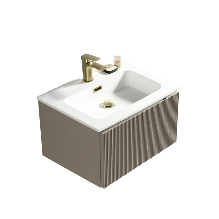 Tailored Flauto 1 Drawer Fluted Wall Hung Vanity Unit with Matt White Basin