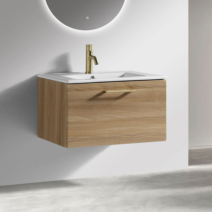 Tailored Piatta 600mm 1 Drawer Wall Hung Vanity Unit with Matt White Basin and Handle