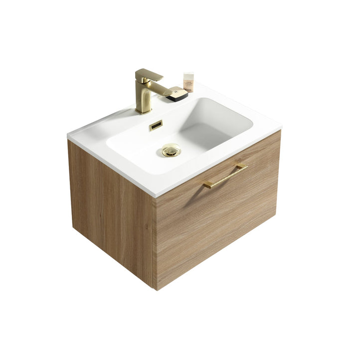 Tailored Piatta 600mm 1 Drawer Wall Hung Vanity Unit with Matt White Basin and Handle