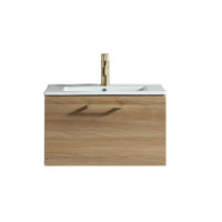 Tailored Piatta 600mm 1 Drawer Wall Hung Vanity Unit with Matt White Basin and Handle