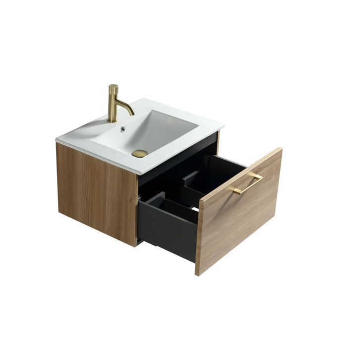 Tailored Piatta 600mm 1 Drawer Wall Hung Vanity Unit with Matt White Basin and Handle