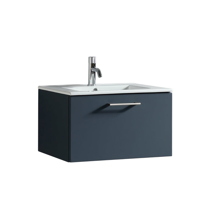 Tailored Piatta 600mm 1 Drawer Wall Hung Vanity Unit with Matt White Basin and Handle