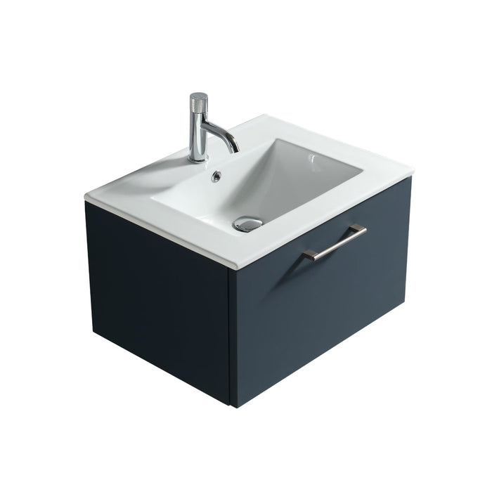 Tailored Piatta 600mm 1 Drawer Wall Hung Vanity Unit with Matt White Basin and Handle
