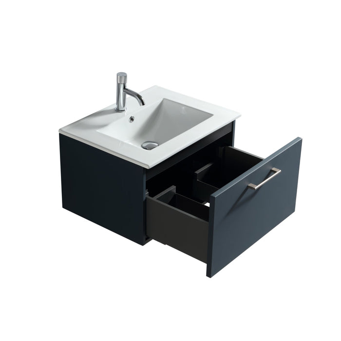 Tailored Piatta 600mm 1 Drawer Wall Hung Vanity Unit with Matt White Basin and Handle