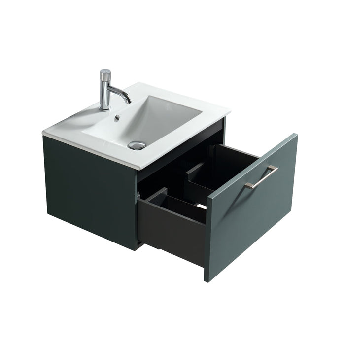 Tailored Piatta 600mm 1 Drawer Wall Hung Vanity Unit with Matt White Basin and Handle
