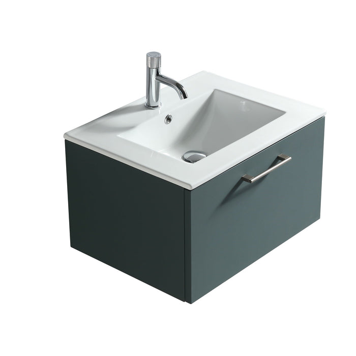 Tailored Piatta 600mm 1 Drawer Wall Hung Vanity Unit with Matt White Basin and Handle