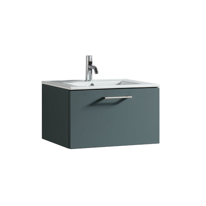 Tailored Piatta 600mm 1 Drawer Wall Hung Vanity Unit with Matt White Basin and Handle