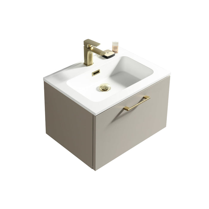 Tailored Piatta 600mm 1 Drawer Wall Hung Vanity Unit with Matt White Basin and Handle