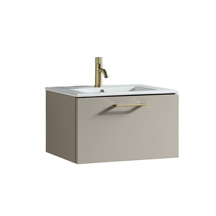 Tailored Piatta 600mm 1 Drawer Wall Hung Vanity Unit with Matt White Basin and Handle
