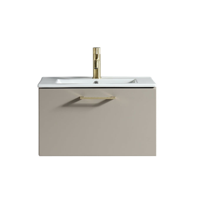 Tailored Piatta 600mm 1 Drawer Wall Hung Vanity Unit with Matt White Basin and Handle