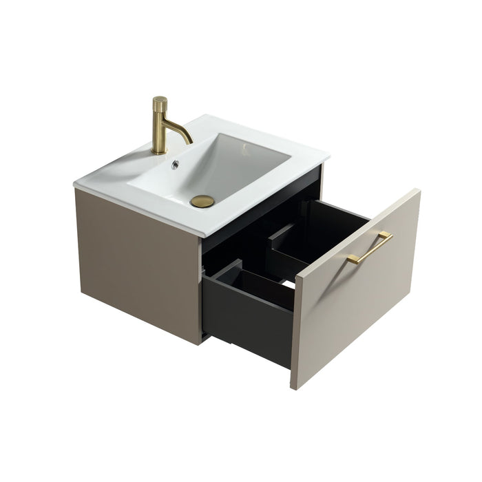Tailored Piatta 600mm 1 Drawer Wall Hung Vanity Unit with Matt White Basin and Handle