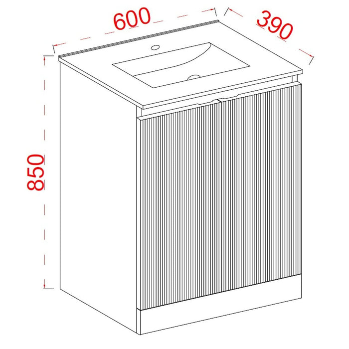 Tailored Plumb Essentials 600mm 2 Door Floorstanding Vanity Unit with Ceramic Basin