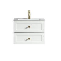 Tailored Bakewell 600mm 2 Drawer Wall Hung Vanity Unit with Ceramic Gloss Basin & Handles