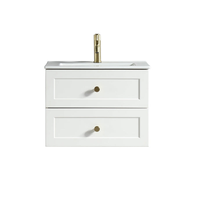 Tailored Bakewell 600mm 2 Drawer Wall Hung Vanity Unit with Ceramic Gloss Basin & Handles