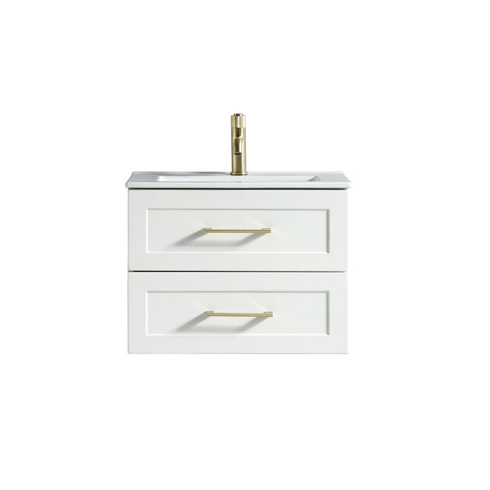 Tailored Bakewell 600mm 2 Drawer Wall Hung Vanity Unit with Ceramic Gloss Basin & Handles