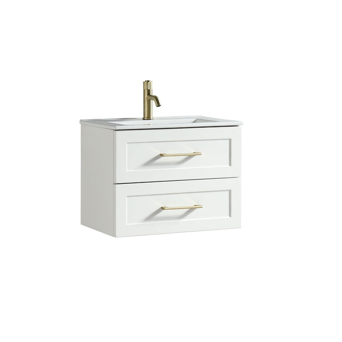 Tailored Bakewell 600mm 2 Drawer Wall Hung Vanity Unit with Ceramic Gloss Basin & Handles