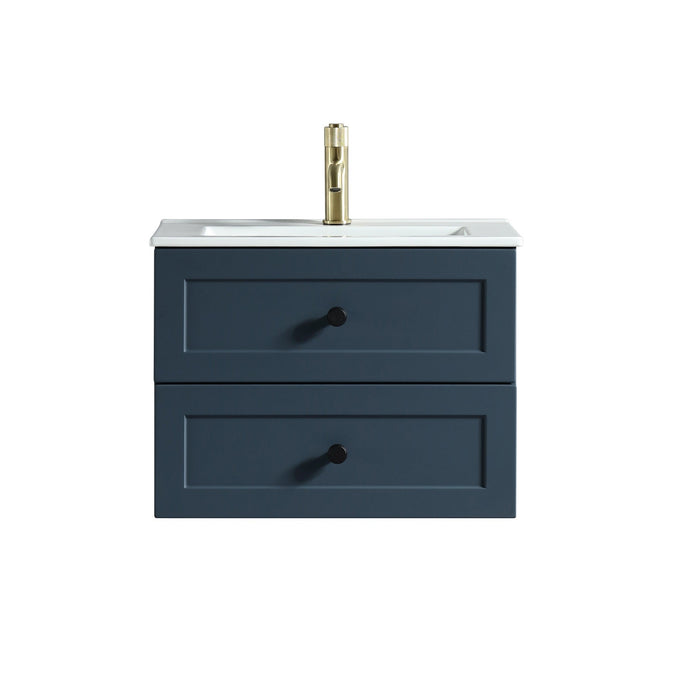 Tailored Bakewell 600mm 2 Drawer Wall Hung Vanity Unit with Ceramic Gloss Basin & Handles