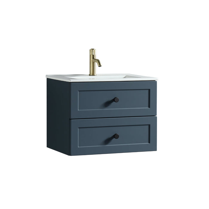 Tailored Bakewell 600mm 2 Drawer Wall Hung Vanity Unit with Ceramic Gloss Basin & Handles