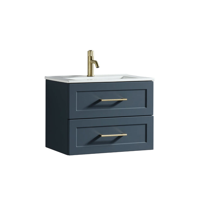Tailored Bakewell 600mm 2 Drawer Wall Hung Vanity Unit with Ceramic Gloss Basin & Handles