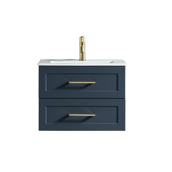 Tailored Bakewell 600mm 2 Drawer Wall Hung Vanity Unit with Ceramic Gloss Basin & Handles