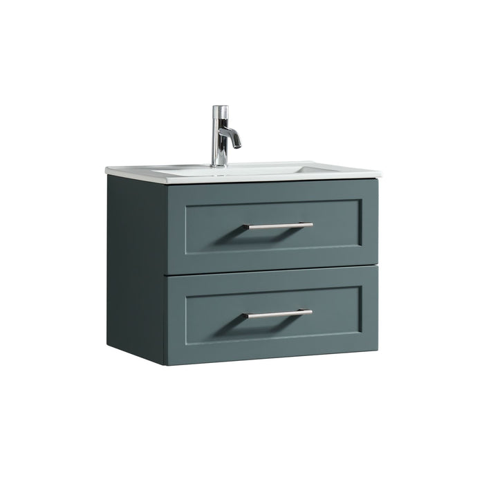 Tailored Bakewell 600mm 2 Drawer Wall Hung Vanity Unit with Ceramic Gloss Basin & Handles
