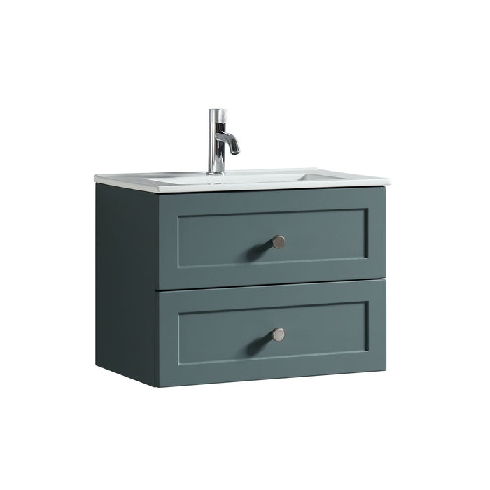 Tailored Bakewell 600mm 2 Drawer Wall Hung Vanity Unit with Ceramic Gloss Basin & Handles