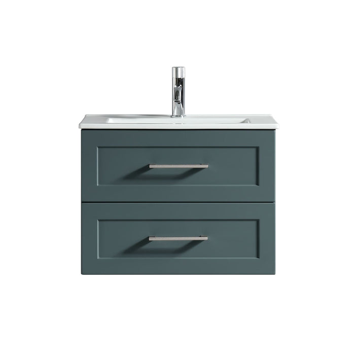 Tailored Bakewell 600mm 2 Drawer Wall Hung Vanity Unit with Ceramic Gloss Basin & Handles