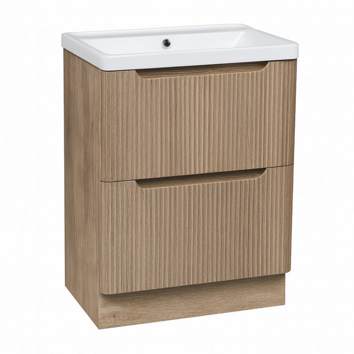 Tailored Monza 600mm 2 Drawer Fluted Floorstanding Vanity Unit with Basin
