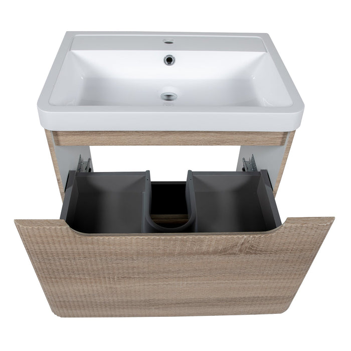 Tailored Monza 600mm 2 Drawer Fluted Floorstanding Vanity Unit with Basin