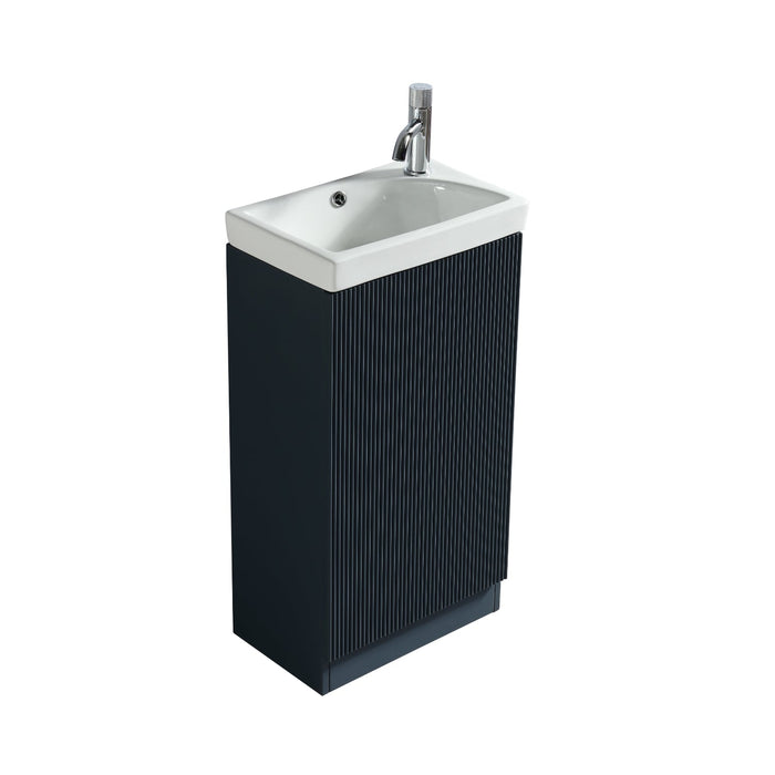 Tailored Flauto Mini 1 Door Cloakroom Floorstanding Vanity Unit with Ceramic Basin