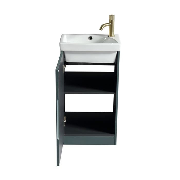 Tailored Flauto Mini 1 Door Cloakroom Floorstanding Vanity Unit with Ceramic Basin