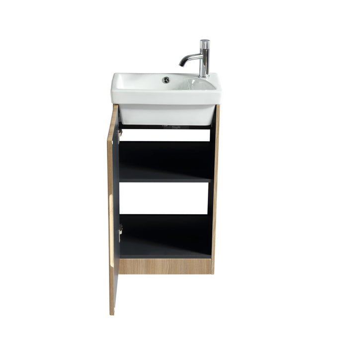 Tailored Flauto Mini 1 Door Cloakroom Floorstanding Vanity Unit with Ceramic Basin