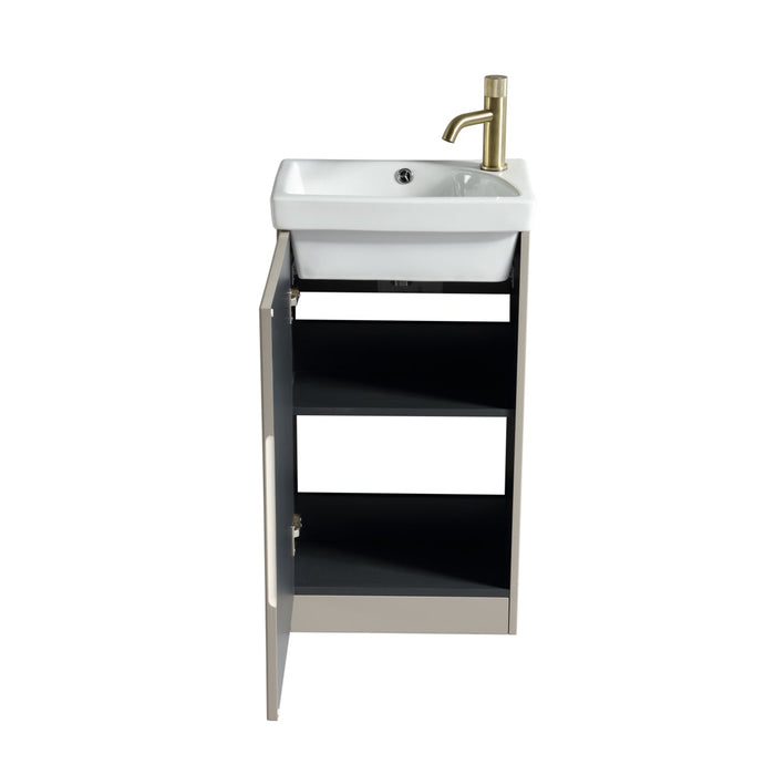 Tailored Flauto Mini 1 Door Cloakroom Floorstanding Vanity Unit with Ceramic Basin