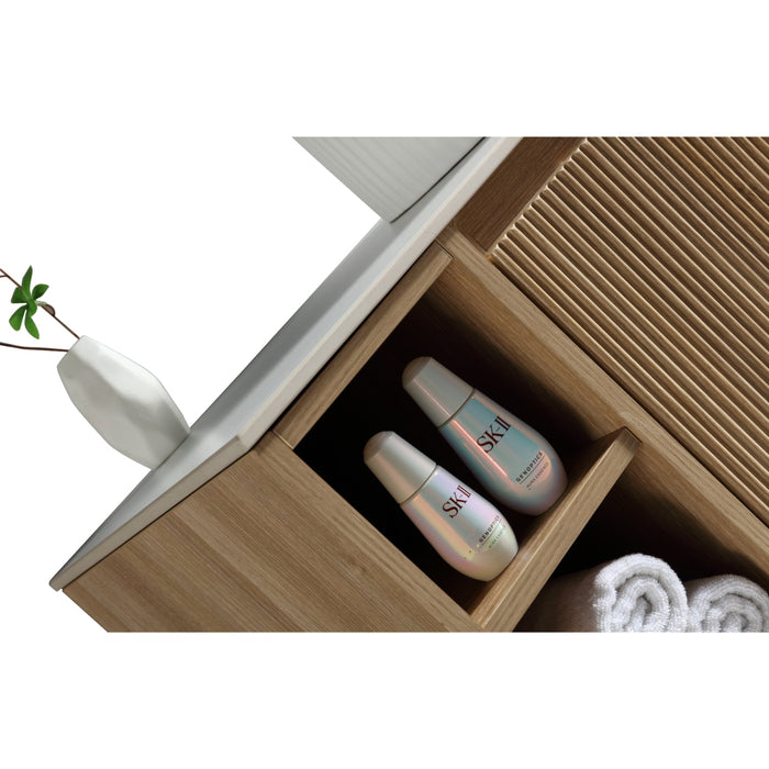 Tailored Flauto 800mm 1 Drawer Wall Hung Vanity Unit with Side Storage Box & Sintered Stone Countertop
