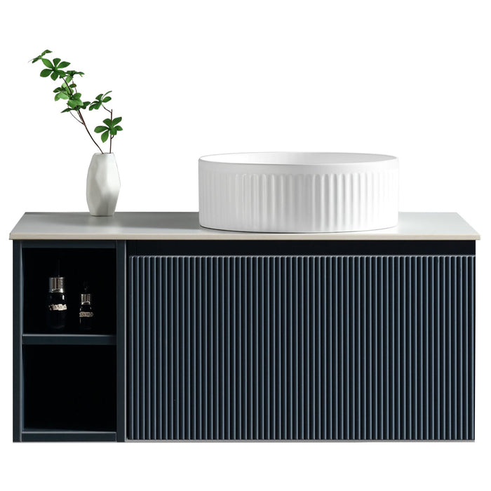 Tailored Flauto 800mm 1 Drawer Wall Hung Vanity Unit with Side Storage Box & Sintered Stone Countertop